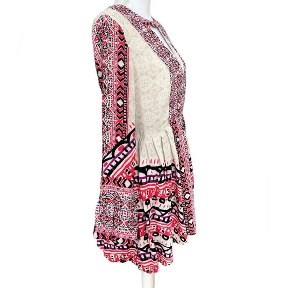 NWT Free People Tegan Boarder Printed Mini Dress in Ivory Combo - Picture 10 of 12